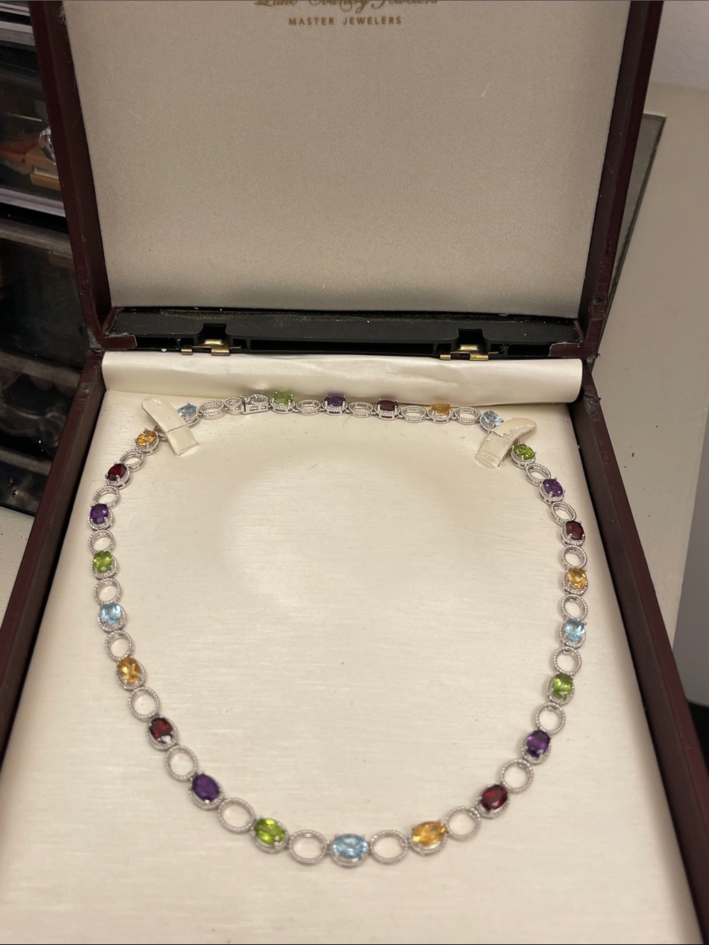 Multi-Color Gemstone Link Necklace - Women Jewelry